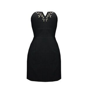 Max and Cleo Black Rhinestone Beaded Strapless Sheath Short Dress Sz 6